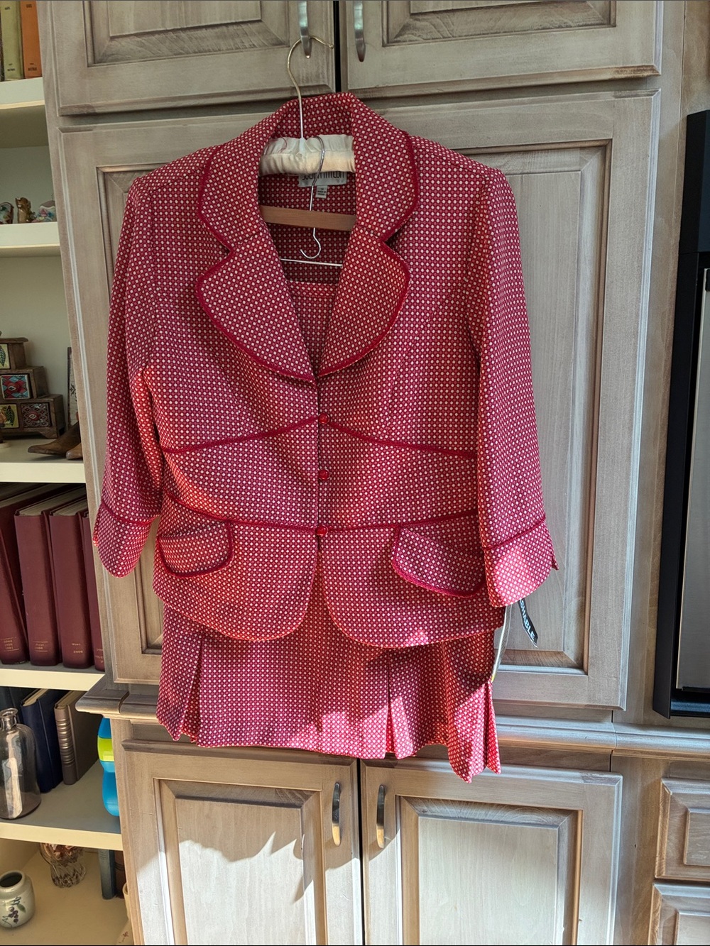 Julian Taylor Red Polka Dot Women's skirt suit Blazer